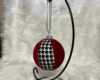 Houndstooth and Crimson fabric decorative balls