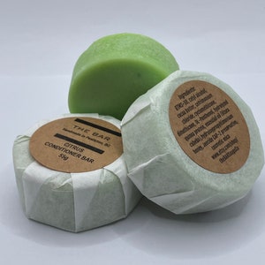 Citrusconditionerreep, sulfaatvrij, SLS-vrij, plasticvrij.  Solide conditioner, alle haartypes