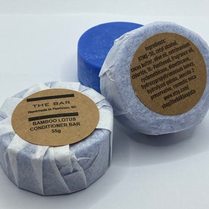 Bamboo Lotus Conditioner Bar, sulphate free, SLS free, plastic free.  Solid Conditioner, all hair types