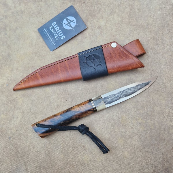 Woodcraft Yakut Puukko Huntingknife with Stabilized Spalted Beech Handle