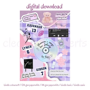 May include: Digital download featuring a collage with a teddy bear, a CD with text, and a rugby player graphic. Includes text bubbles with phrases like "sorry I was reading" and "hot girls read boys of tommen."