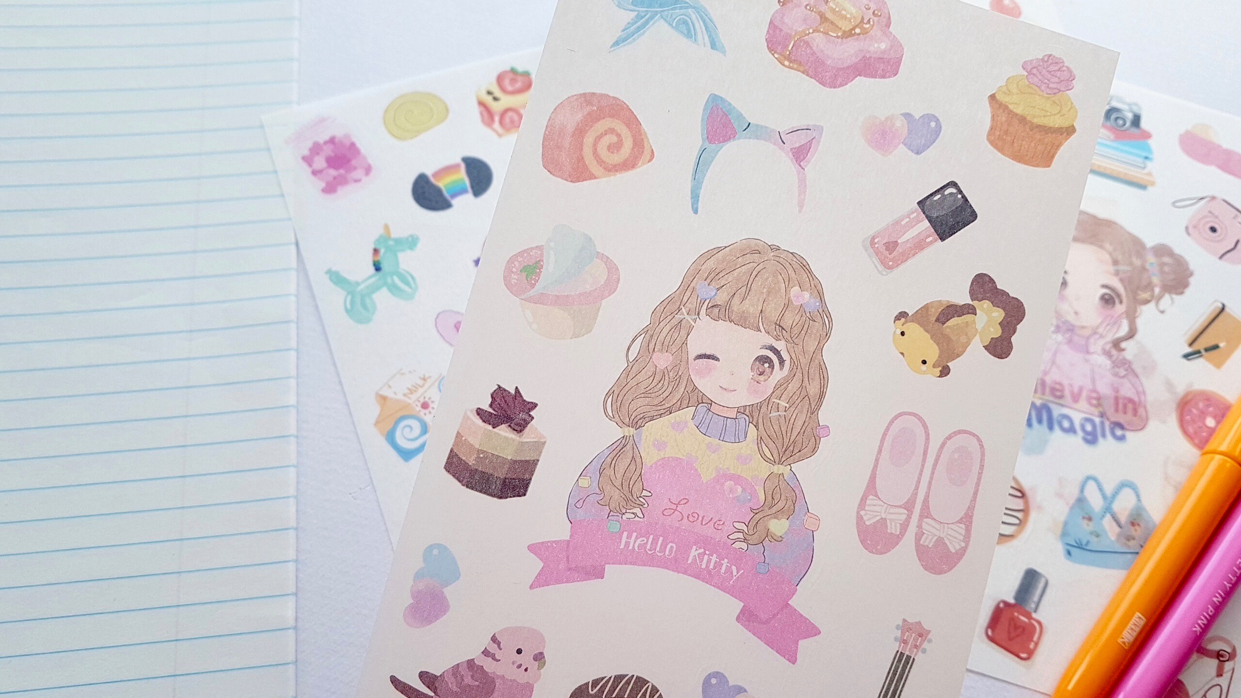 anime girl kawaii retro stickers 4 sheets etsy