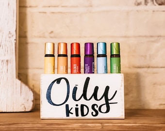 Oily Kids Roller Block ~ Roller Bottle or 5ml ~ Essential Oil Block ~ Oil Storage ~ Oil Shelf ~ 6 hole ~ Young Living ~ Team gifts