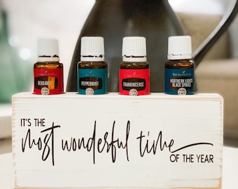 It's the Most Wonderful Time of the Year ~ Essential Oil Block ~ Oil Storage ~ Oil Shelf ~ 4 15ml or 5ml ~ Young Living ~ Christmas