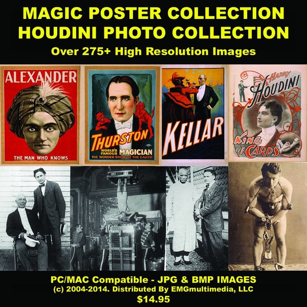 Vintage Magic Posters & Houdini Photo Collection CD