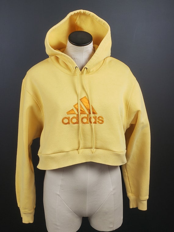 adidas yellow cropped hoodie