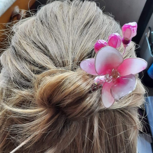 Épingle à cheveux fleurs d'orchidées, épingle à cheveux japonaise, épingle à cheveux de mariée, épingle à cheveux fleurs en résine, accessoires pour femmes, idées cadeaux