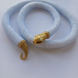 Sky Blue Snake Necklace: Crochet Miyuki Beaded Choker