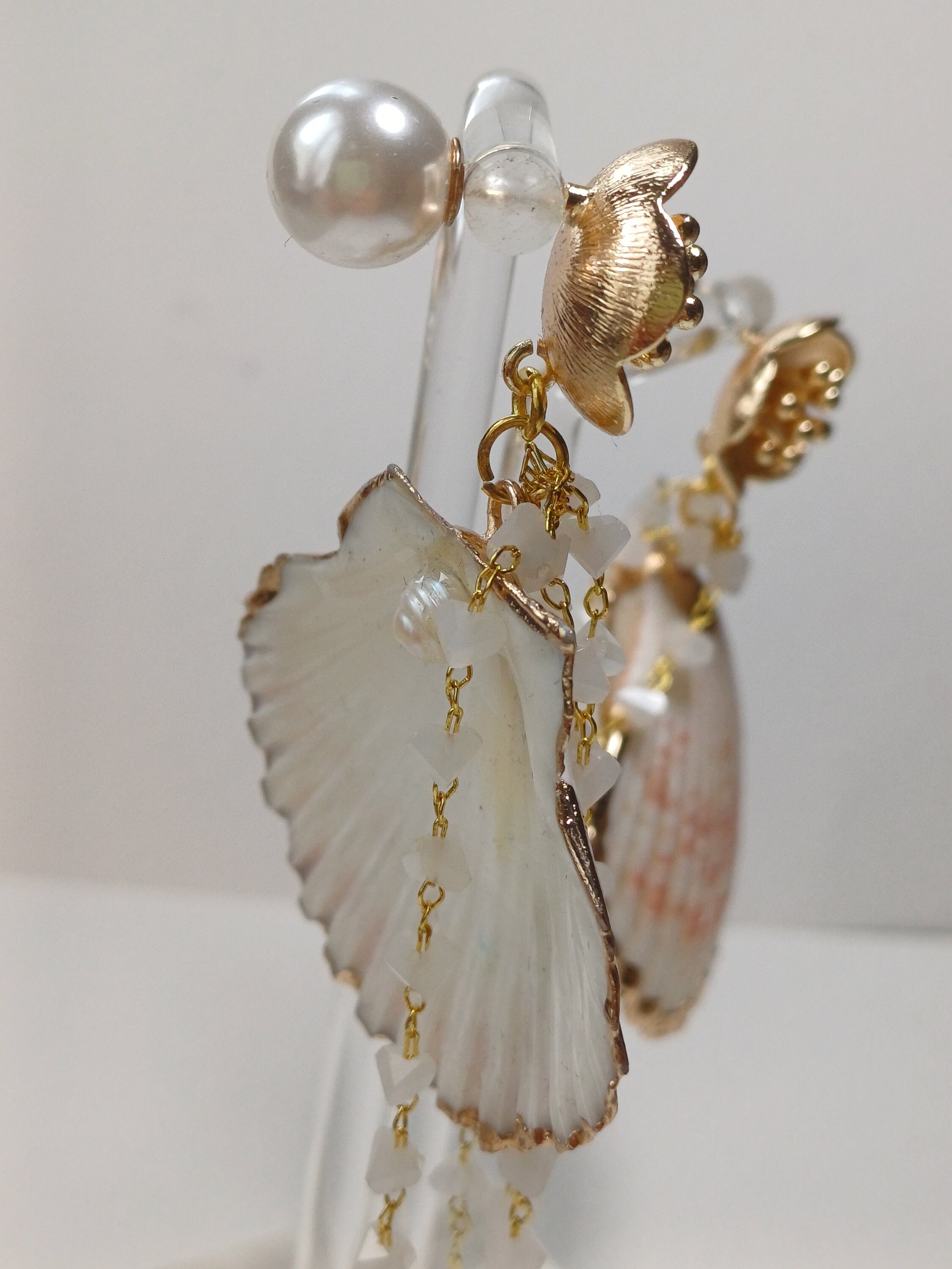 Estivi Moda Colore Oro Settore Conchiglia Statement Dichiarazione Pendenti Orecchini - Foto 8