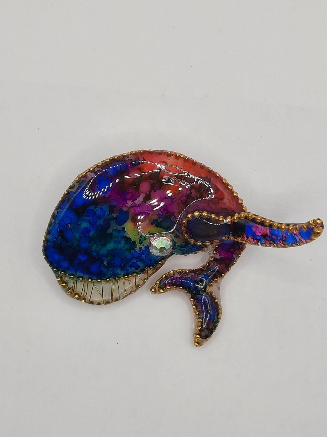Broche Vintage Poisson En Résine - Occasion - Marque Happy Fingers