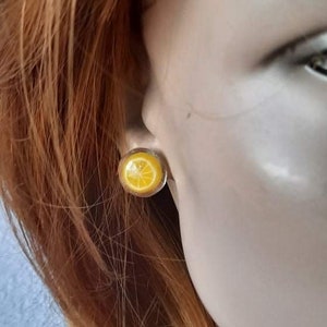Zitrone Ohrstecker, Harz Ohrringe, Geschenkidee, Gelbe Ohrstecker, Weihnachtsgeschenkideen