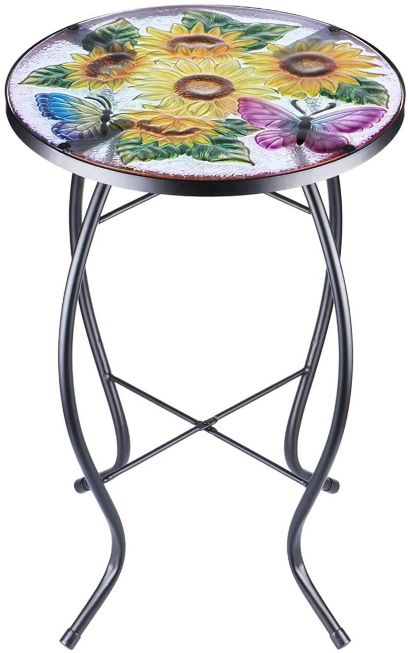 Art Deco Patio Side Table Plant Stands Outdoor Accent Table Etsy