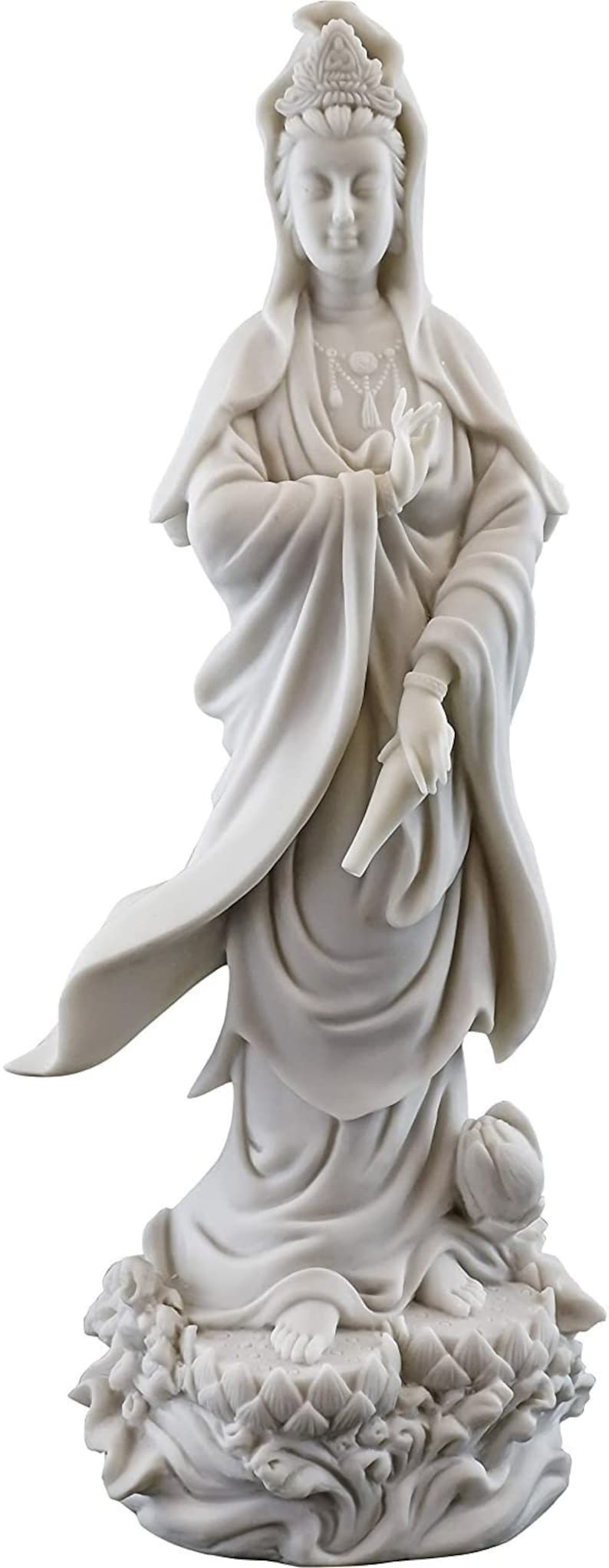 Quan Yin Statue on Lotus Pedestal Kwan Yin Goddess of Mercy Etsy