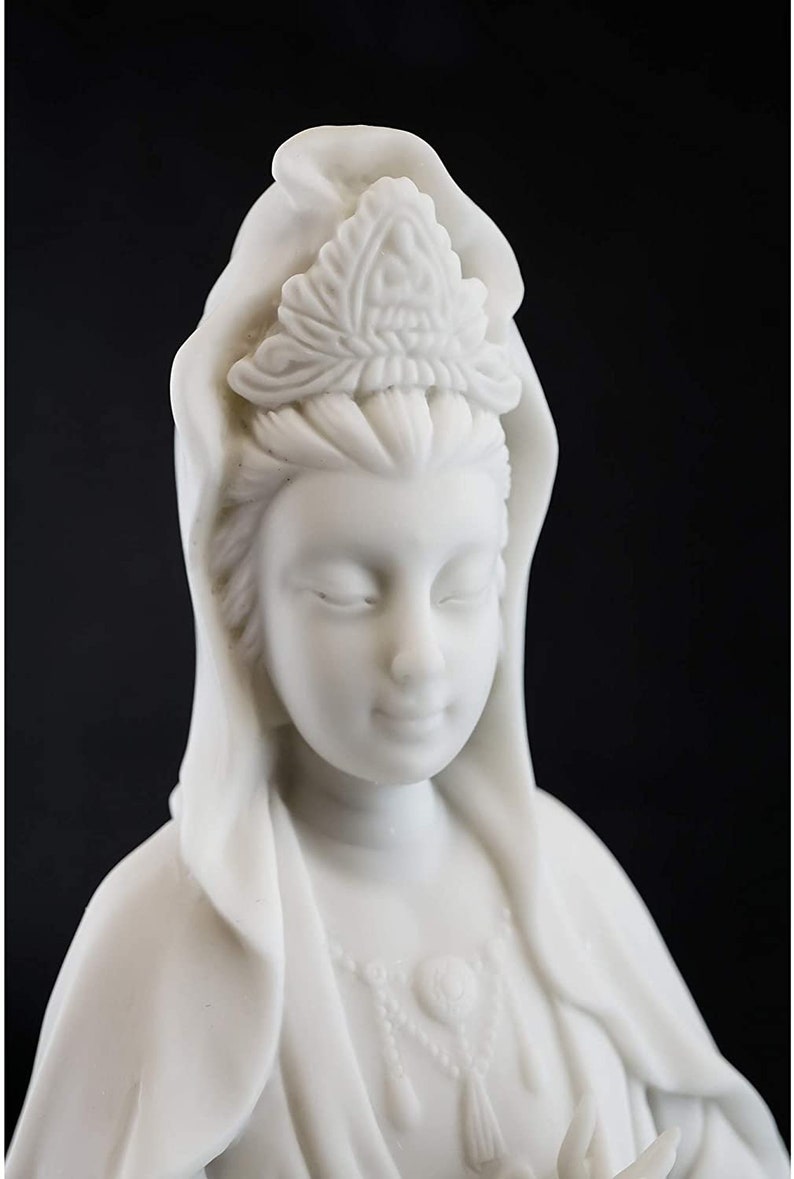 Quan Yin Statue on Lotus Pedestal Kwan Yin Goddess of Mercy Etsy