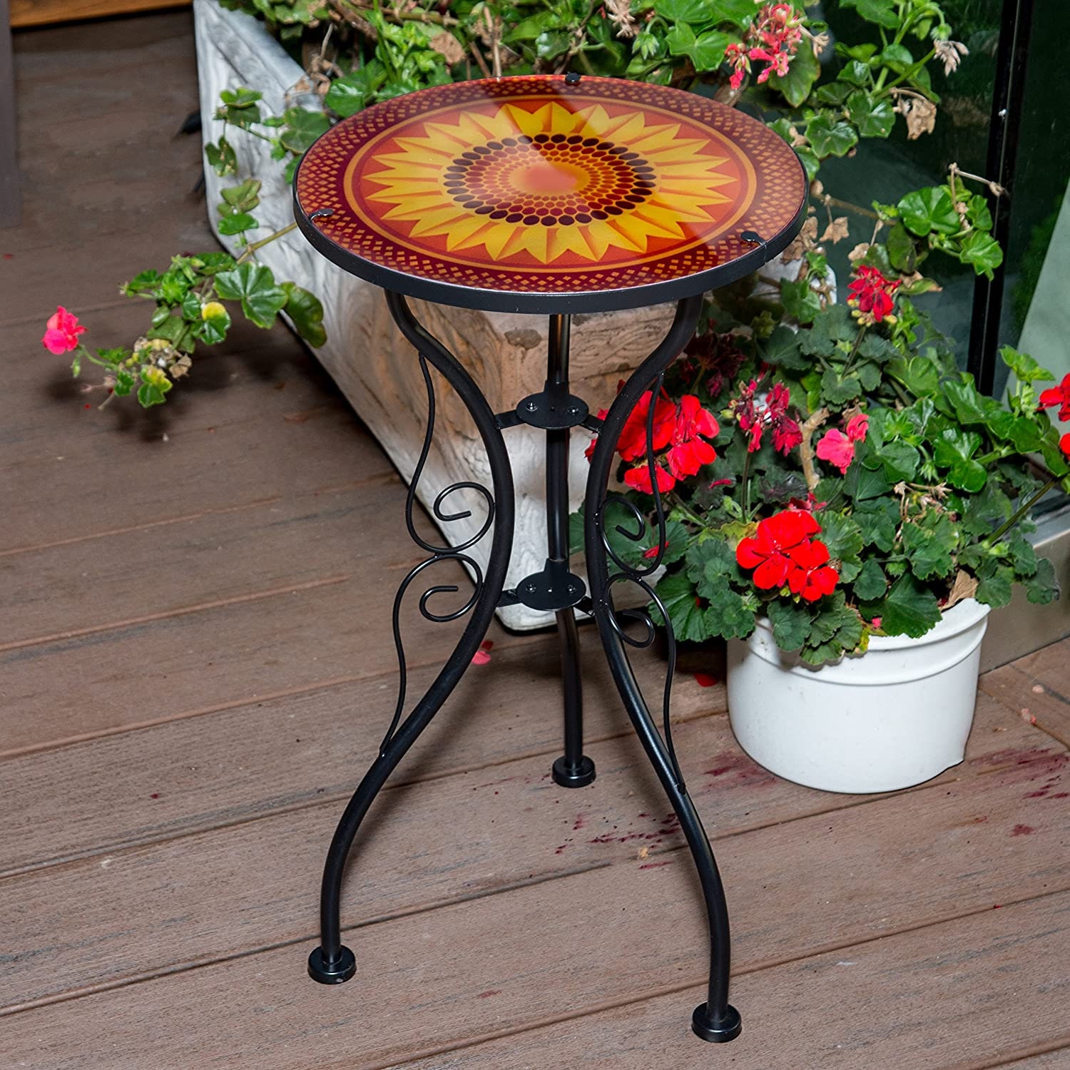 Art Deco 22 Sunflower Design Glass Metal Side Table Etsy