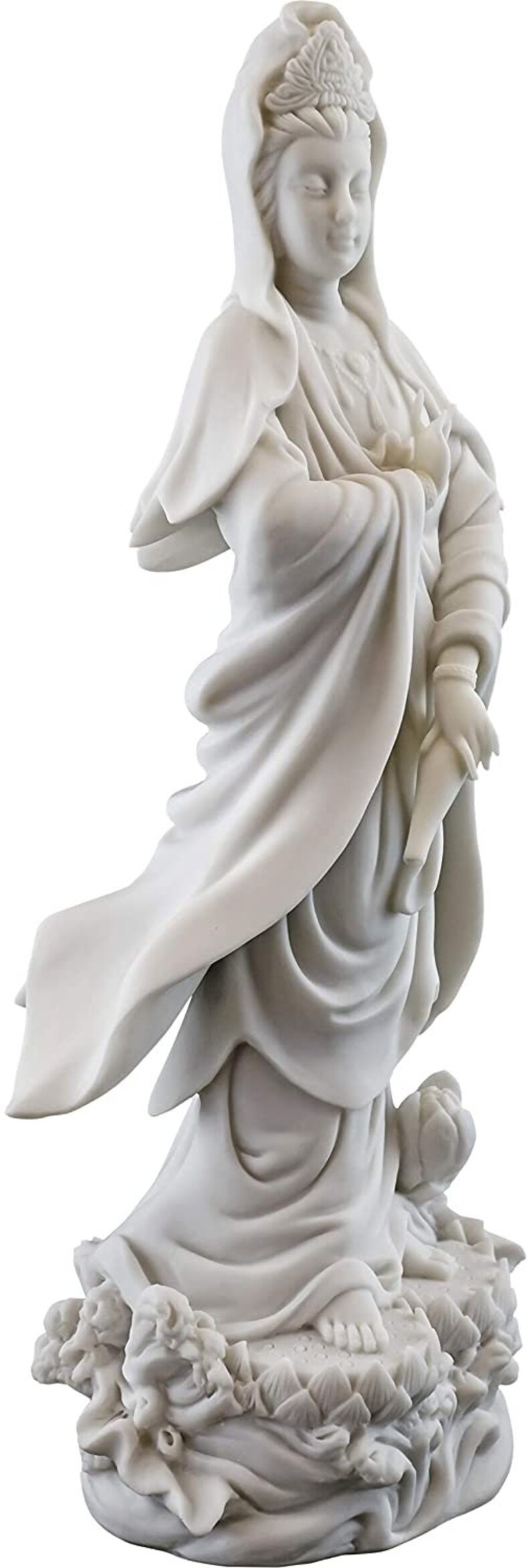 Quan Yin Statue on Lotus Pedestal Kwan Yin Goddess of Mercy Etsy