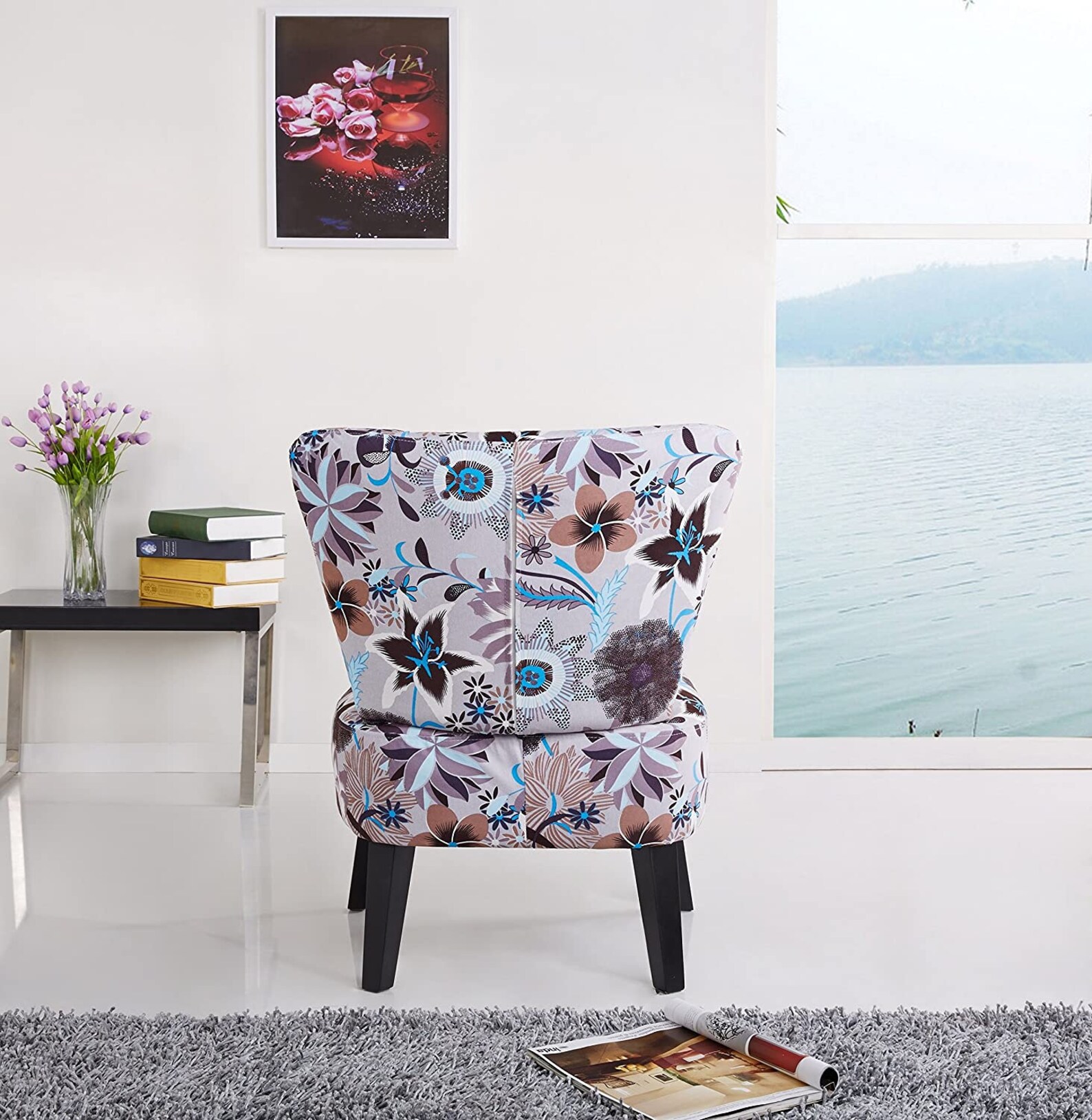 Art Deco Cora patrón tela cubierta silla de acento flores | Etsy