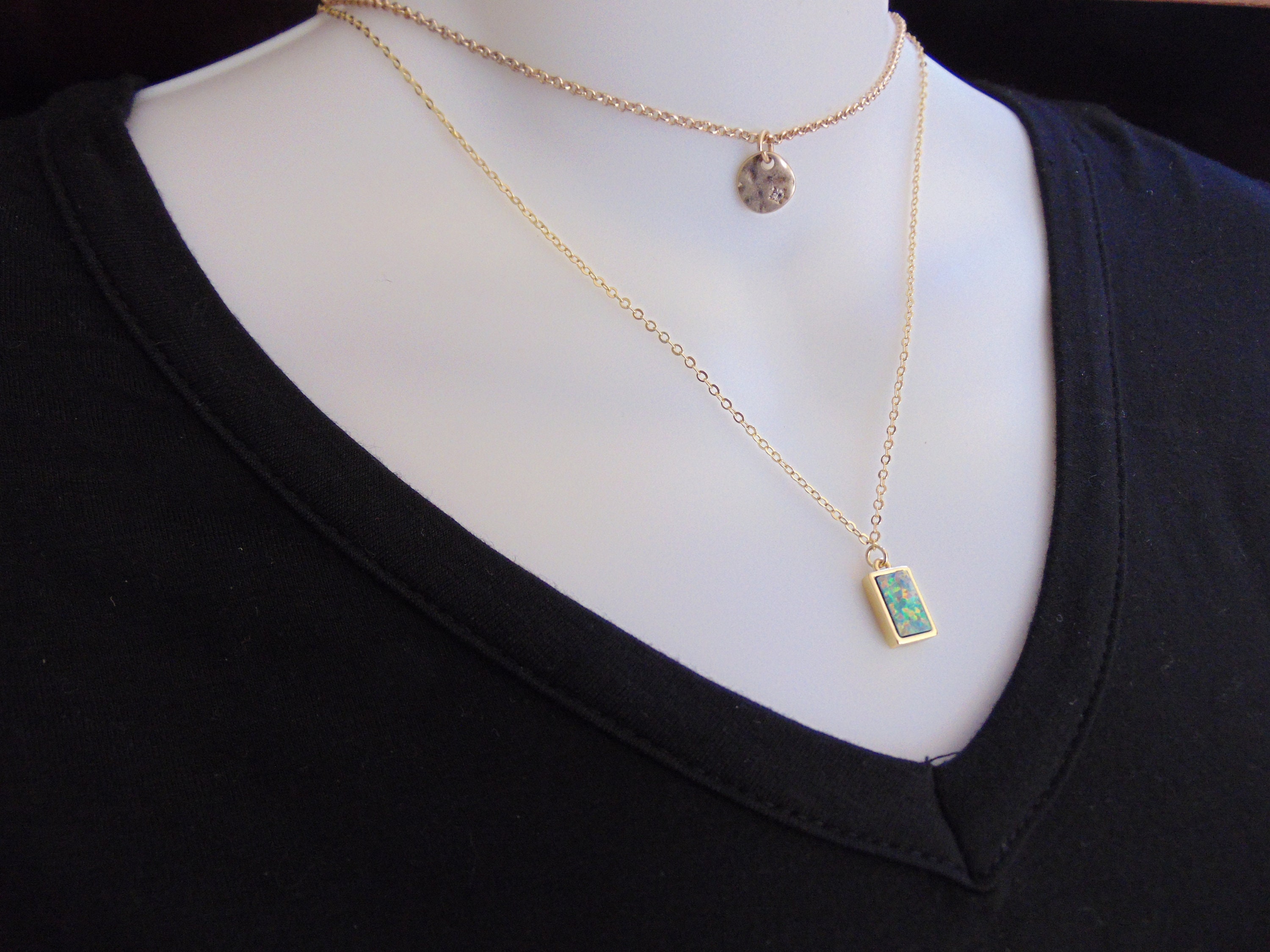 Opal Necklace, Lab Created Opal Jewelry, Minimalist Jewelry, Green Opal