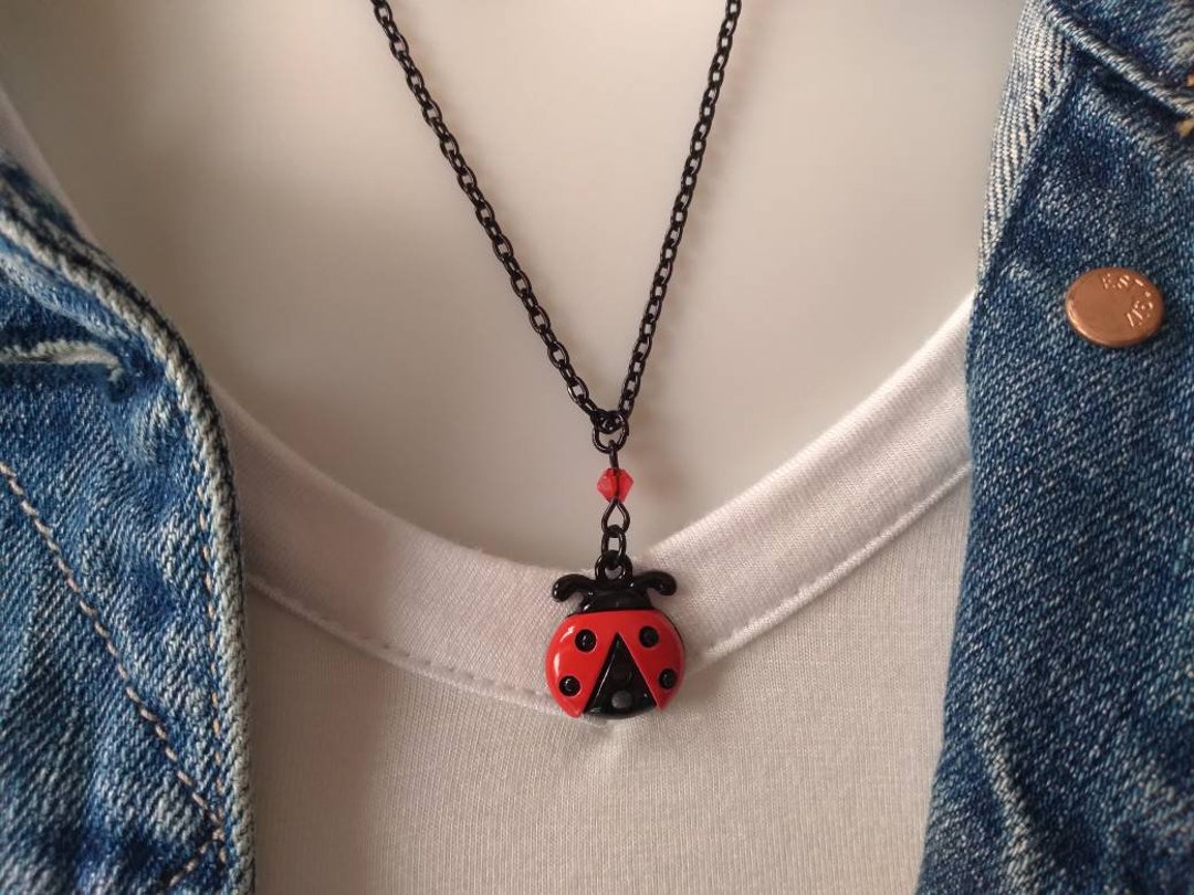 Ladybug Necklace Earring Set Ladybug Necklace Ladybug Etsy