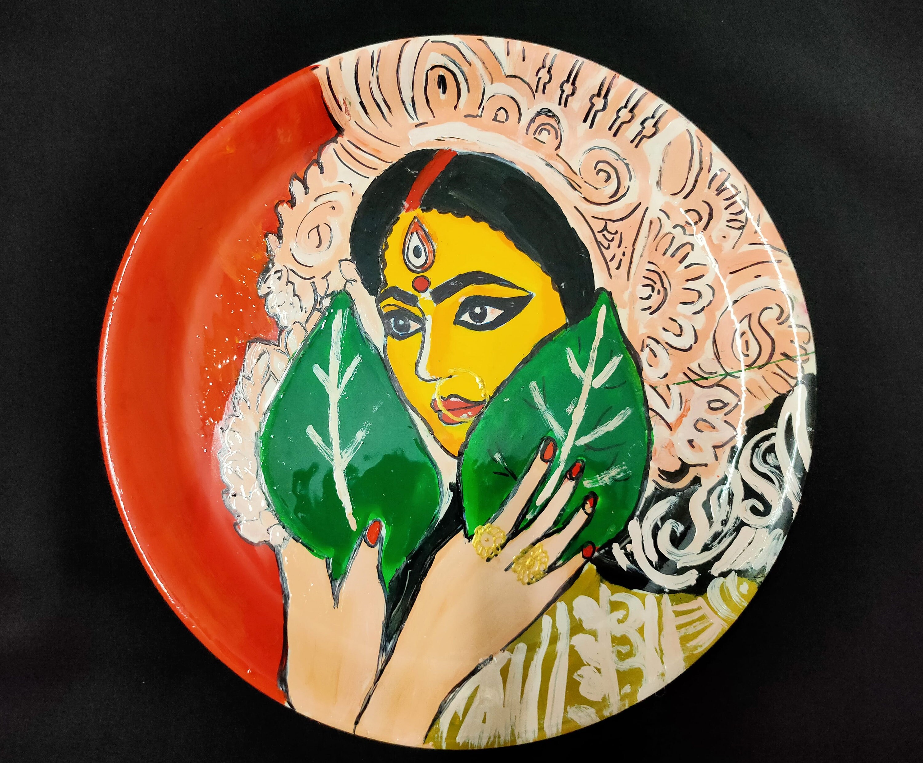 Ma Durga sindurkhela handpainted wall decor plates Bengali Etsy