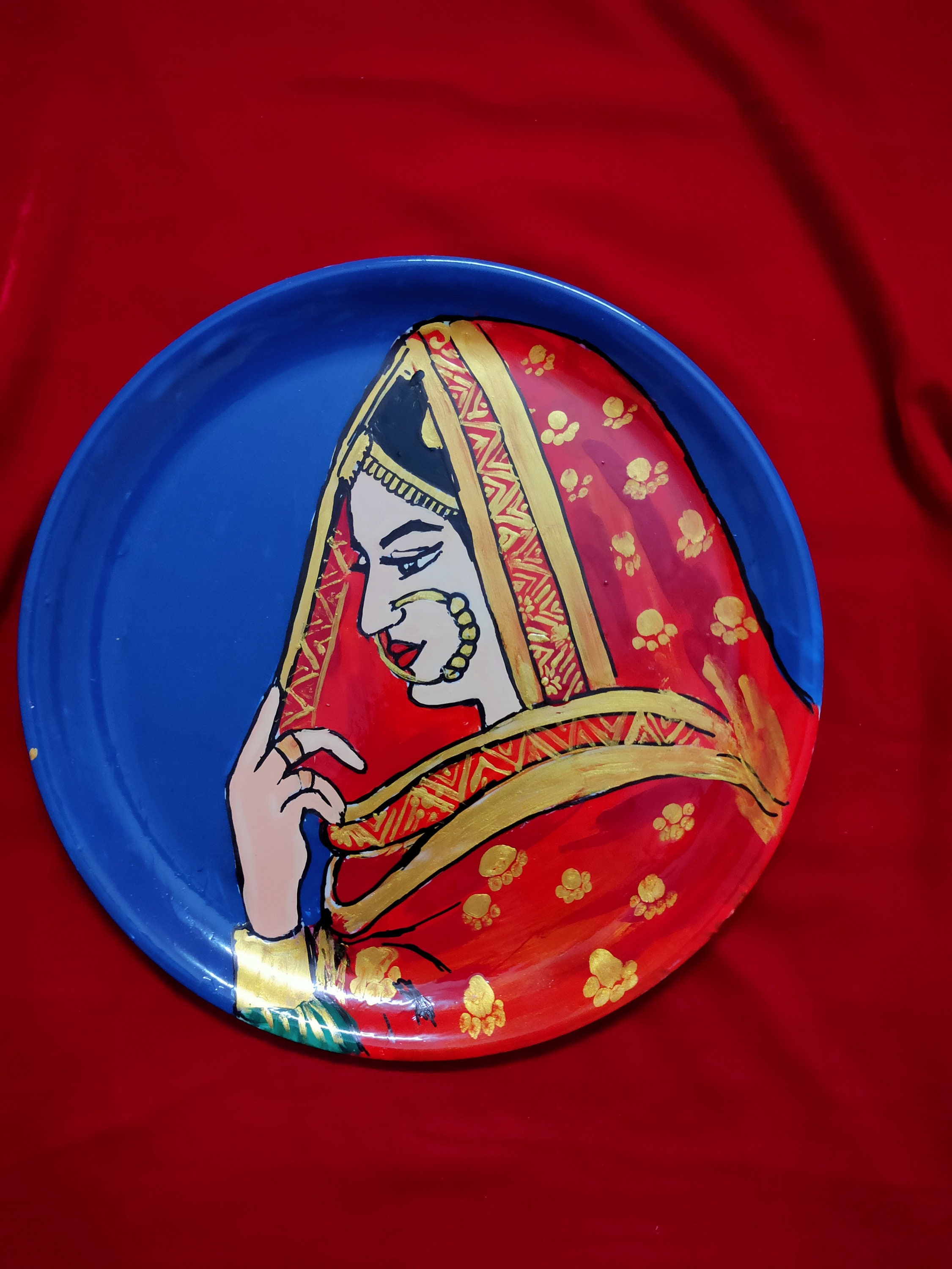 Punjabi Theme Handpaintedwall Decor Plates Punjabi Bride Etsy