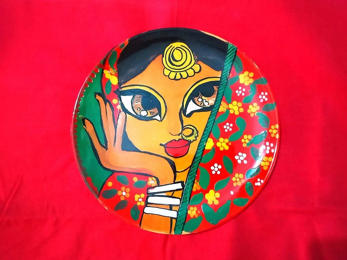 Indian Women Handpainted Wall Decor Pieces Indian Wall Decor Etsy UK
