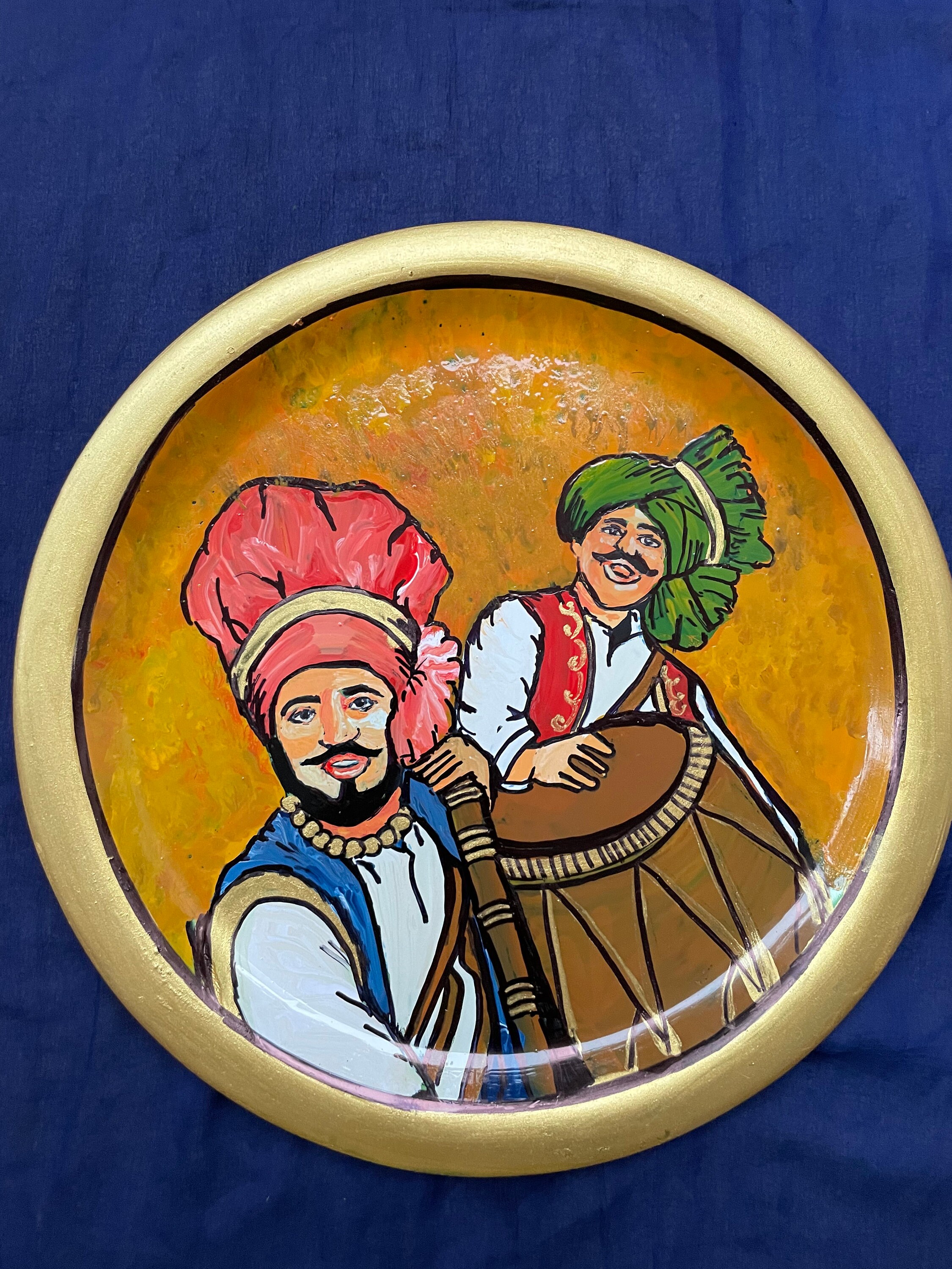 Punjabi Theme Handpaintedwall Decor Plates Sikh Bride Etsy