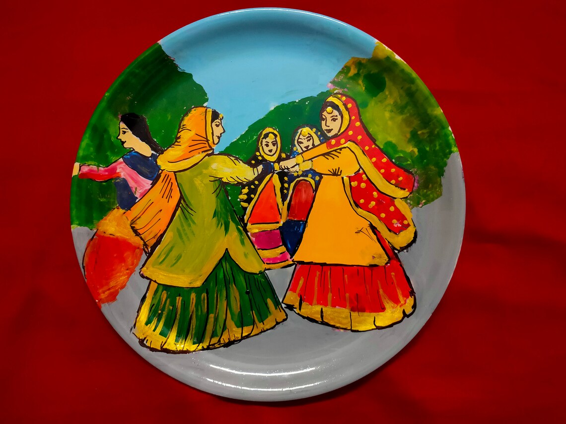 Punjabi Theme Handpaintedwall Decor Plates Punjabi Bride Etsy