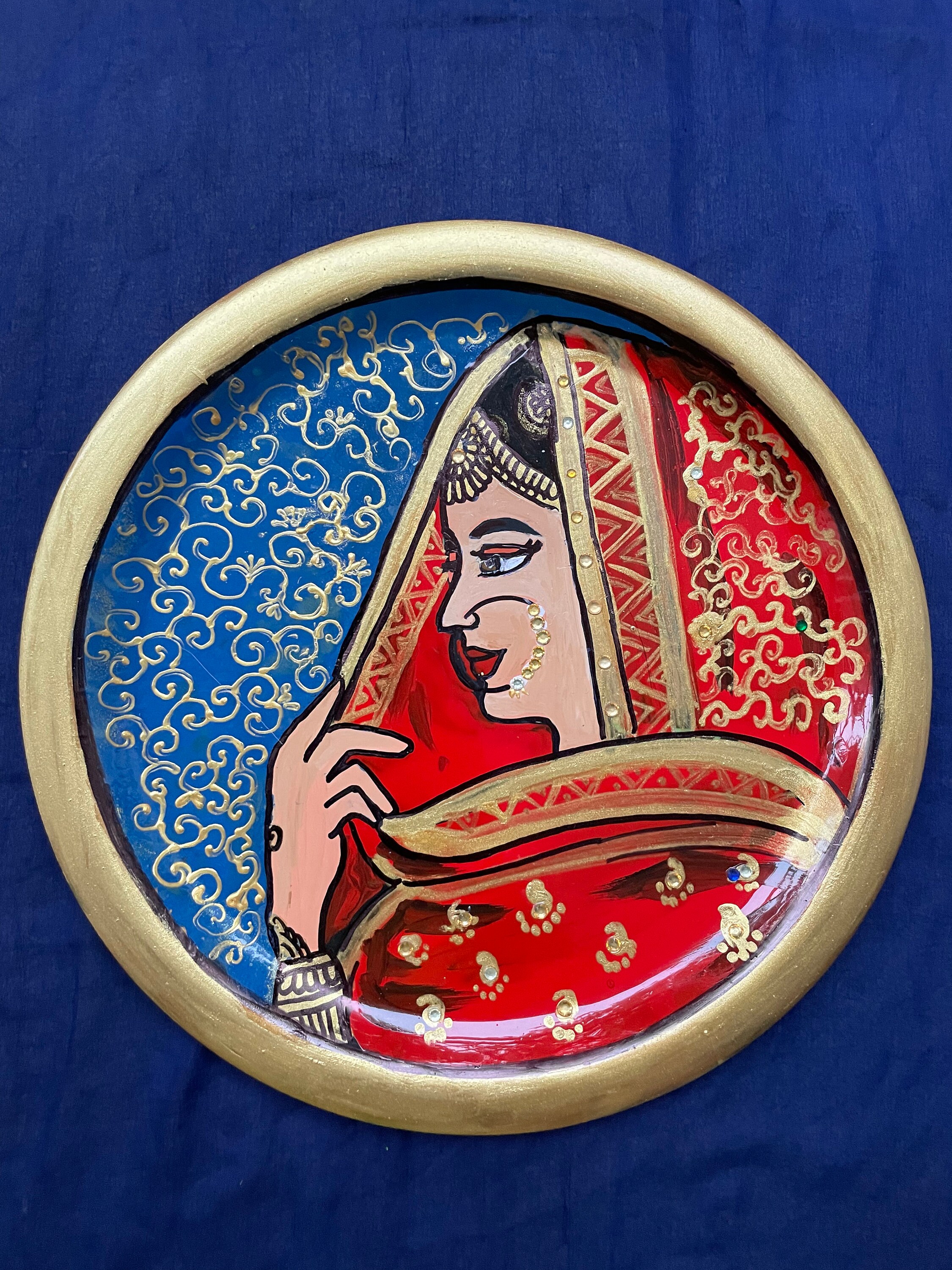 Punjabi Theme Handpaintedwall Decor Plates Sikh Bride Etsy