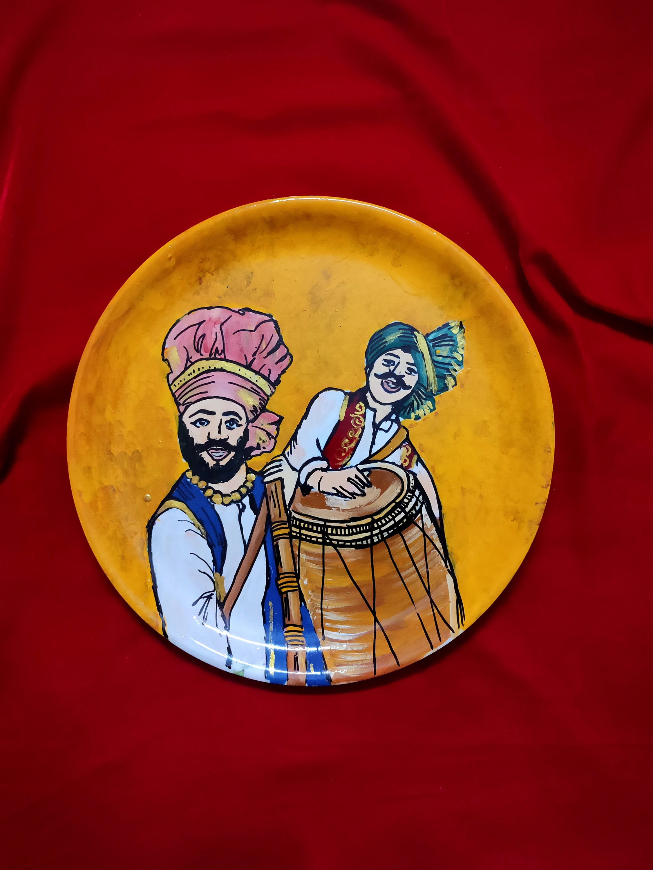 Punjabi Theme Handpaintedwall Decor Plates Punjabi Bride Etsy