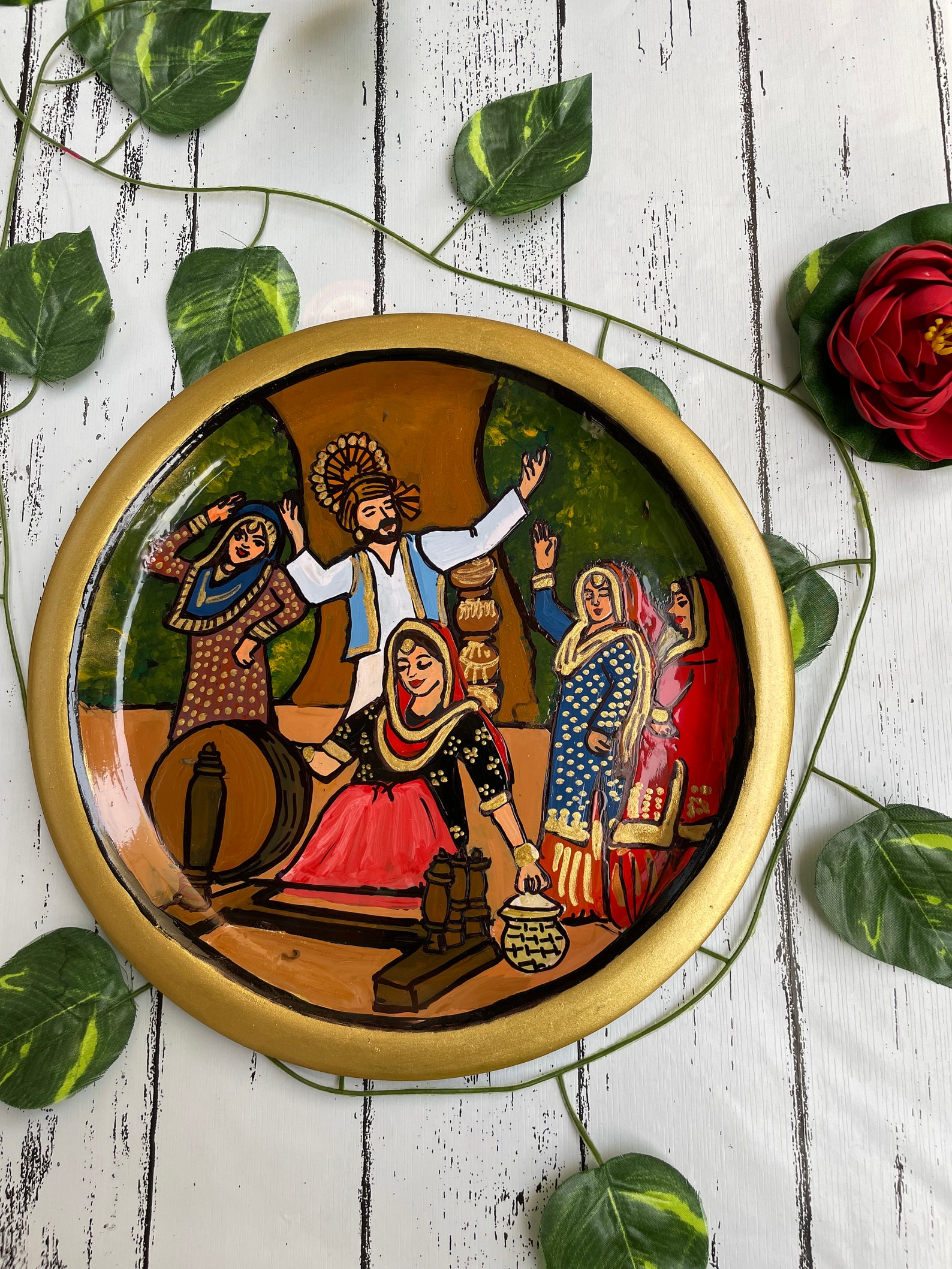 Punjabi Theme Handpaintedwall Decor Plates Sikh Bride Etsy