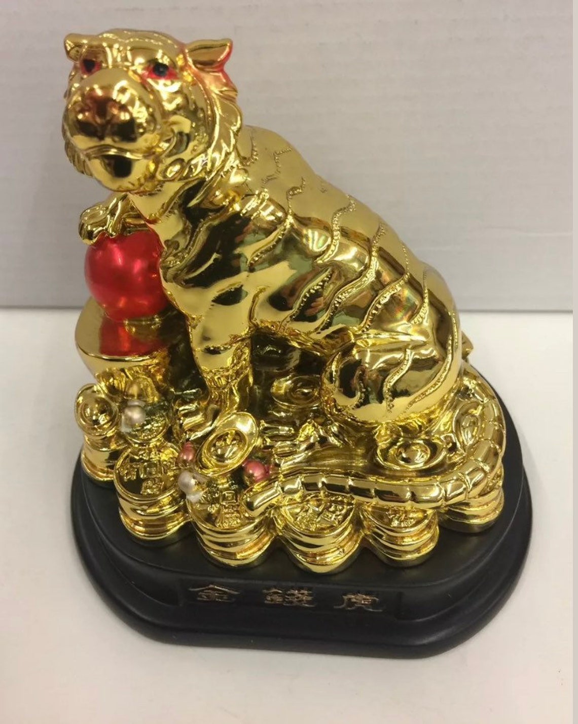 Feng Shui 4.5 Gold Tiger Statue Wealth Lucky Figurine Gift & Etsy