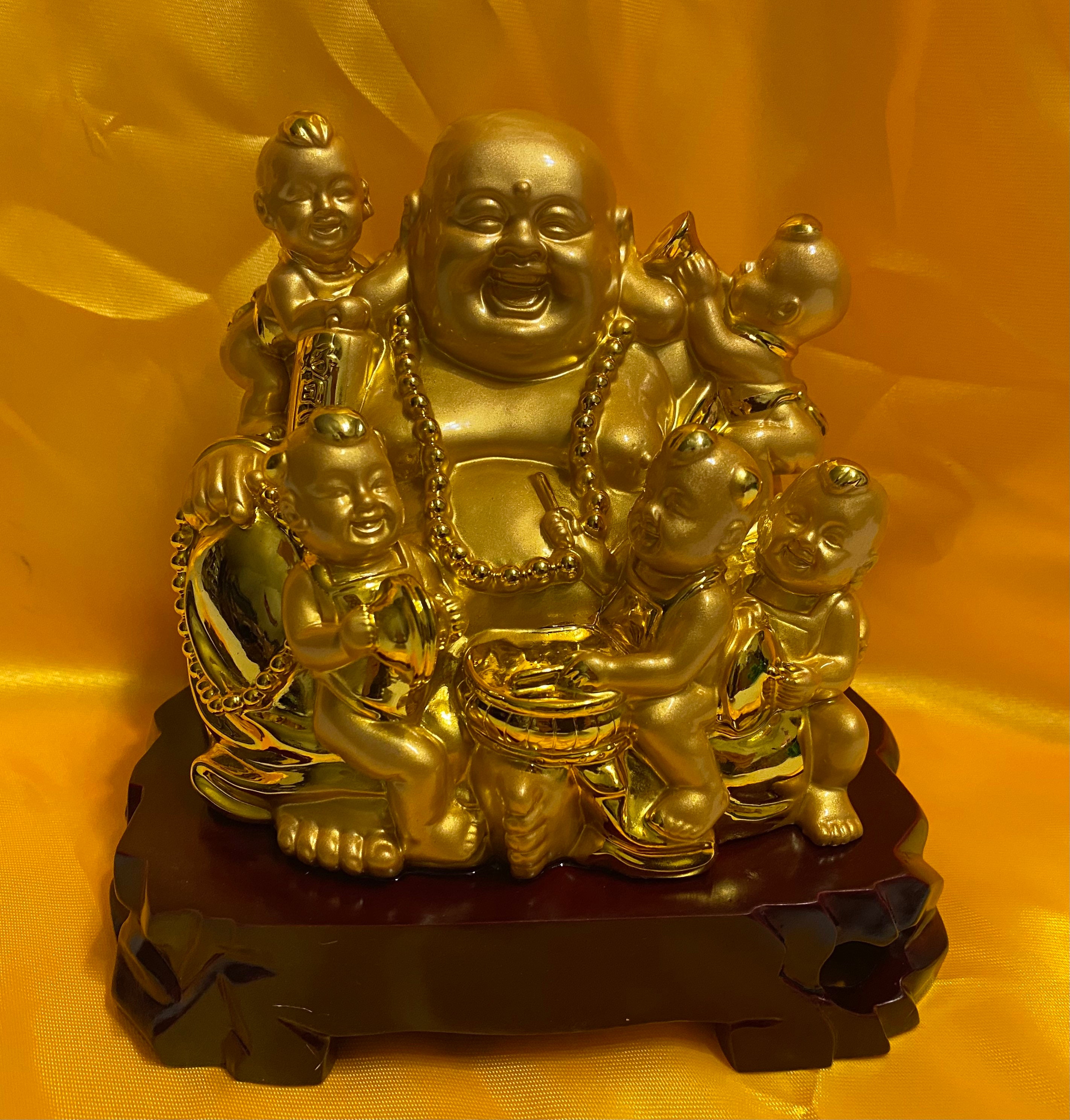 Feng Shui GOLD Laughing BUDDHA With 5 Kids Statue - Etsy Finland Feng Shui GOLD Laughing BUDDHA With 5 Kids Statue - Etsy Finland