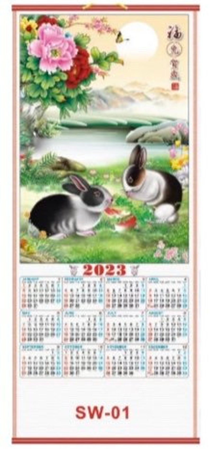 2023 Chinese Wall Scroll Calendar W/ Picturethe Chinese Wall Etsy UK