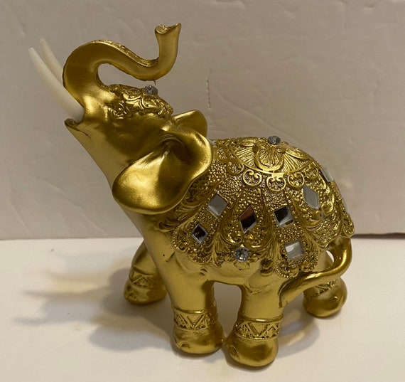 Home Deco Feng Shui Elegant Elephant Trunk Statue Lucky Wealth Figurine Gift 