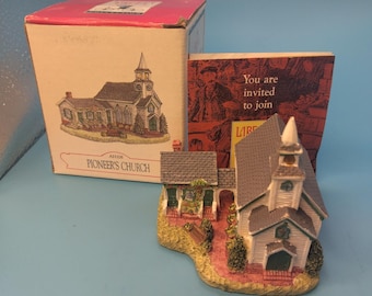 Liberty Falls-samlingen Pioneer's Church AH108 Vintage 1996 byminiatyr