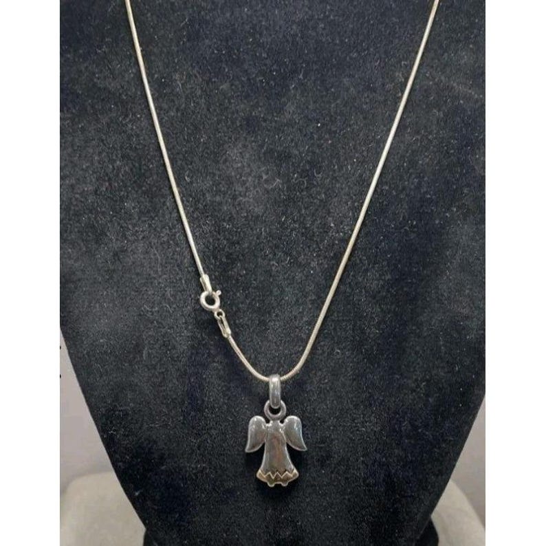 Halsband med ängelhänge i 925 sterling silver, italiensk ormkedja, 40 cm, thailändskt 6,2 g bild 1