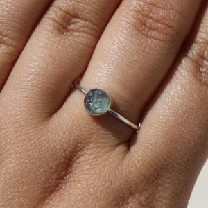 Raw Aquamarine Sterling Silver Ring, Minimalist Stackable Ring For Women, Handmade Ring, Natural Gemstone Ring, Birthday Gifts