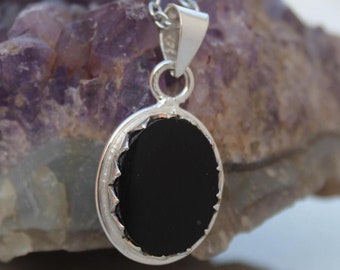 Pendentif En Argent 925 Et Agate Noire Fait Main - 2,25 Pouces, Style élégant