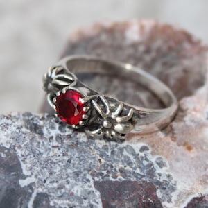 Garnet Spider Ring: Sterling Silver Goth Jewelry