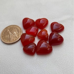 Red Onyx Heart Shape Gemstone 9 Piece Stone Natural Cabochon Handmade And hand polished image 2