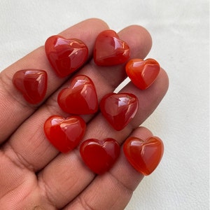 Red Onyx Heart Shape Gemstone 9 Piece Stone Natural Cabochon Handmade And hand polished image 3