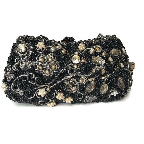 Vintage 90's Mary Frances Minaudieres Black Evenin