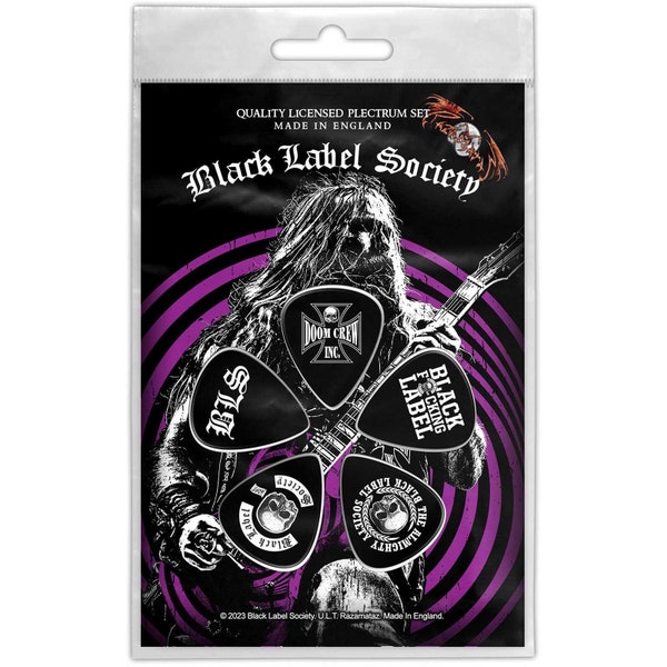 BLACK LABEL SOCIETY Guitar Pick 5 Piece Set - Black Label Society Zakk Wylde Heavy Metal - Plectrum Set Craft Supply - Officially Licensed
