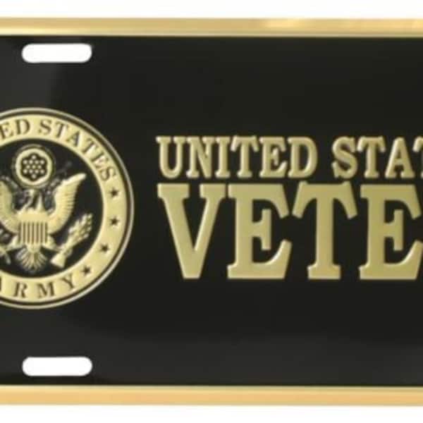U.S. ARMY Veteran Metal License Plate - Military Vet Veteran - United States ARMY Craft Supply