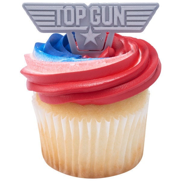 12 TOP GUN Cupcake Rings - Maverick Goose Top Gun Movie - Cake Toppers Cupcake Cake Decoration Birthday Party Craft Supply