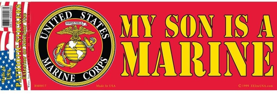 My Son is A Marine Bumper Sticker Decal Veteran Vets - Etsy