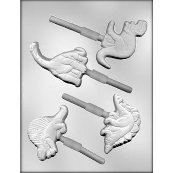 DINOSAUR Sucker Chocolate Candy Mold -- Tyrannosaurus Rex Stegosaurus Triceratops Craft Supply