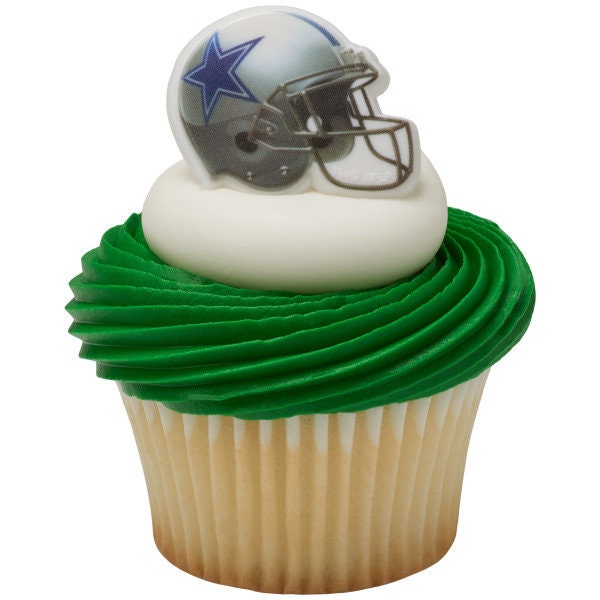12 DALLAS COWBOYS Cupcake Rings NFL Cake Toppers for Birthday Party Decoration Craft Supply