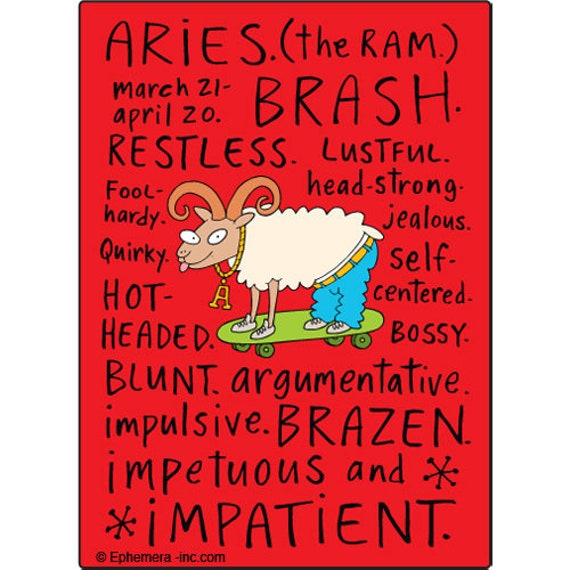 Aries Naughty Zodiac Sign Clayboys Funny RECTANGLE MAGNET - Etsy